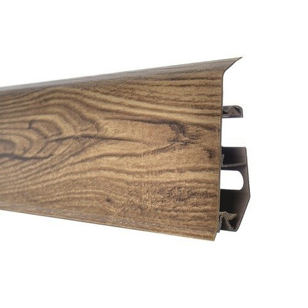 2,5m Fussleiste PVC 70mm Eiche Leonardo + Montagematerial Gratis