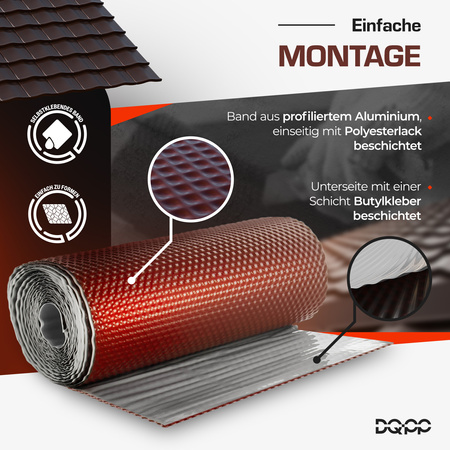 Kaminanschlussband Wandanschlussband Dachanschlussband 3D Struktur ALU Dachrolle KASTANIENROT