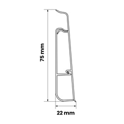 5cm Muster Fussleiste 75mm SCHWARZ MATT