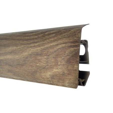 2,5m Fussleiste PVC 70mm Sandelbaum + Montagematerial Gratis